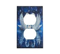 Two White Swans Switch Plate Durable Stainless Steel Electrical Outlet Covers Unbreakable Modern Edge Decorative Duplex Wall Plates for Bedroom Kitchen Home