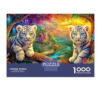 Two White Tiger Cubs on A Branch 1000Pc Jigsaw Puzzle The Forest King Family Entertainment, Adults & Kids 38x26cm/1000pcs