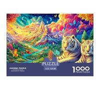 Two White Tigers Rest by A Colorful Valley 1000-Piece Jigsaw Puzzle Tiger Brain Training for Adults & Kids 52x38cm/1000pcs