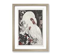 Two White Turkeys By Theo Van Hoytema Classic Painting Framed Print | A4 Oak Framed Wall Art | Ready to Hang | Classic Animal Picture | Living Room Bedroom Lounge Office
