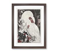Two White Turkeys By Theo Van Hoytema Classic Painting Framed Print | A4 Walnut Framed Wall Art | Ready to Hang | Classic Animal Picture | Living Room Bedroom Lounge Office