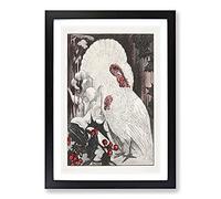 Two White Turkeys by Theo Van Hoytema Framed Print | A2 Black Framed Wall Art | Ready to Hang | Modern Animal Picture | Living Room Bedroom Lounge Office