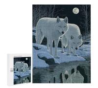 Two White Wolves Under Moonlight Jigsaw Puzzle, 500 PCS, Indoor Activity for The Home, Screen-free Entertainment for Adults And Families