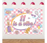 TWO WILD 11 is A Vibe Party Decorations Backdrop 4.9ft x 3.3ft School Theme 11th Birthday Party Decorations Back to School Wall Banner for Girls Birthday Celebration Setup