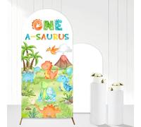 TWO WILD Dinosaur 1st Birthday Party Backdrop Cover 31.5 x 72.8 in Spandex Arch Cover for First Birthday Celebration Arch Frame Fit Photo Booth Background Jungle Dino Theme Party Decoration