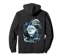 Two Wild Eagles Moon Wildlife Animal Art Pullover Hoodie