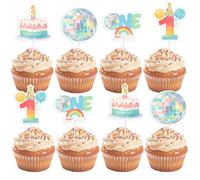 TWO WILD Fun To Be One Birthday Decorations It’s Fun To Be One Birthday Decorations For Boys Girls Disco 1st Birthday Cupcake Toppers 36pcs Disco Theme Cake Picks First Bday Party Supplies