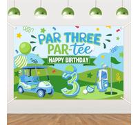TWO WILD Golf 3rd Birthday Party Backdrop, Par Three Par-Tee Birthday Banner for Girls Boys, Vinyl Photo Background for Indoor Outdoor 3rd Birthday Decor, 4.9ft × 3.3ft (150 × 100 cm)