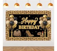 TWO WILD Leopard Birthday Theme Decorations Backdrop Cheetah Birthday Decorations for Girls Women Birthday Party Wall Decor Entryway Photo Background Banner 4.9ft × 3.3ft (59.1 × 39.4in)