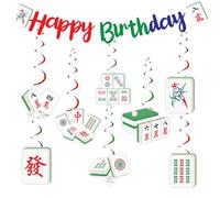 TWO WILD Mahjong Birthday Decorations Mahjong Happy Birthday Banner Mah Jong Hanging Swirls Mah Jong Themed Party Decorations for Lets Get Our Mahjong-On Decor Game Celebration Party Supplies