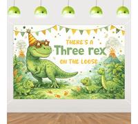 TWO WILD There s A Three Rex On The Loose Backdrop 4.9 x 3.3 ft Dinosaur Themed 3rd Birthday Party Background for Boys Jungle Dino Photo Booth Wall Decor Baby Shower Celebration Supplies Banner Kit