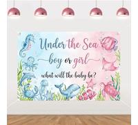TWO WILD Under The Sea Boy or Girl Backdrop 4.92 * 3.28ft Ocean Gender Reveal Decorations Pink Blue What Will The Baby Be Background for Baby Shower Sea Life Theme Photo Wall Decor