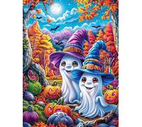 Two Witches in Halloween Garden 300 Pieces Classic Jigsaw Puzzle Puzzle for Adults Concentration Training Wall Art Mental Exercise Halloween Premium Cardboard 300 PCS