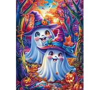 Two Witches on Halloween Night 500 Pieces Jigsaw Puzzles Mitos Animal Planta For Men Educational Decompression Adults Anxiety Memory Care Mothers Valentines Gift Durable Cardboard 500 PCS
