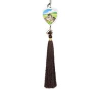 Two Wolf Hug Car Pendant Sun Catcher Crystal Ornament for Rearview Mirror, Elegant Car Hanging Ornament with Tassel for Home & Office Decor