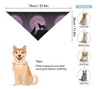 Two Wolfs Howling at A Full Moon Dog Bandanas Puppy Cat Kerchief Scarf Pet Triangle Bandana for Christmas