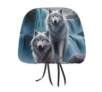 Two Wolfs on Falls Funny Car Headrest Covers Universal Fit Seat Head Rest Protector Auto Interior Accessories