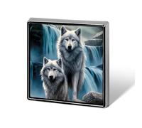 Two Wolfs on Falls Funny Lapel Tie Pin Buttons Brooch Badge Pin Clothes Hat Accessories for Men Women