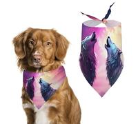 Two Wolves Howling Cute Dog Bandanna Scarf Printed Adjustable Triangle Pet Kerchief for Dogs And Cats