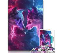 Two Wolves in Colour 1000 Piece Jigsaw Puzzles,Educational Game Challenge Toy Wall Decoration Unique Birthday And Xmas Gifts 50x75cm
