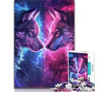 Two Wolves in Colour Jigsaw Puzzles for Teenagers,Challenging Game Toys Every Piece Is Unique - Challenging Family Fun Game (38x26cm)