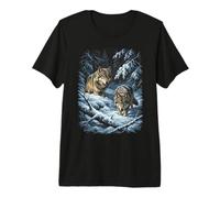 Two Wolves in Snowy Winter Forest Wilderness Graphic Y2K 90s Premium T-Shirt