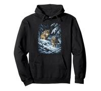 Two Wolves in Snowy Winter Forest Wilderness Graphic Y2K 90s Pullover Hoodie