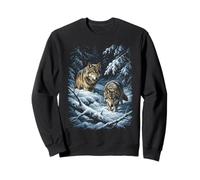 Two Wolves in Snowy Winter Forest Wilderness Graphic Y2K 90s Sweatshirt