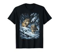 Two Wolves in Snowy Winter Forest Wilderness Graphic Y2K 90s T-Shirt