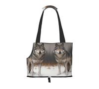 Two Wolves in The Snow Dog Purse Carrier,Pet Tote Bag, Bag for Small Dogs Cats Puppy