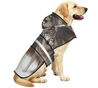 Two Wolves In The Snow Waterproof Dog Raincoat And Rain Jacket With Hood, Reflective Strips And Adjustable Belly Strap, Fits Small To Large Dogs
