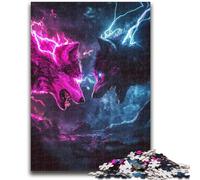 Two Wolves Jigsaw Puzzles for Teenagers 1000 Piece,Family Game Stress Reliever Difficult Challenge Artists Collection,Fine Art (38x26cm)