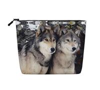 Two Wolves Patterned Single Layer Cosmetic Bag, Travel Toiletry Bag, Suitable for Business Trips and Daily use.