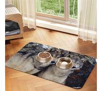 Two Wolves Printed Pet Bowl Mats, Non-Slip And Tasteless Dog And Cat Feeding Mats