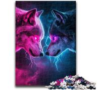 Two Wolves Puzzles for Adults 1000 Pieces, Challenging Game Toys Every Piece Is Unique - Challenging Family Fun Game 26X38CM