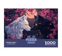 Two Wolves-Sakura Blossoms Jigsaw Puzzle Waterproof 1000 Piece for Adults Colourful Educational Games