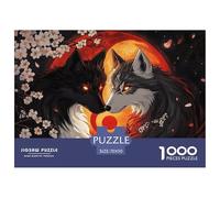 Two Wolves-Sakura Blossoms Jigsaw Puzzle Waterproof 1000 Piece for Adults Gifts Challenging And Brainteasing Challenging Puzzle Games