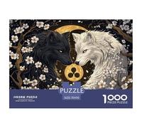 Two Wolves-Sakura Blossoms Jigsaw Puzzle Waterproof 1000 Piece Puzzle for Adults Gifts Fun Adults Jigsaw Puzzle Home Decoration Puzzle