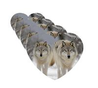 two wolves walking in the snow Car Air Freshener Cards for Women Men 4 Pack Cute Car Accessories Long Lasting Scent Car Diffuser Hanging Auto Aromatherapy Tablets Car Fresheners Gifts