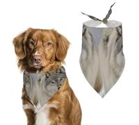 Two Wolves Walking in The Snow Dog Bandanas for Feeding Grooming, Triangle Pet Bibs for Cats & Dogs Washable Fashion Pets Scarf for Party Travel 27.6 X 11.8 Inch