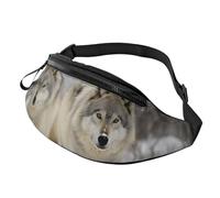 two wolves walking in the snow Fanny Pack for Men Women, Waterproof Sports Waist Bag Fashion Belt Bag Crossbody Bags Hip Bum Bag with Adjustable Strap Large Sling Bag Purse for Travel Hiking