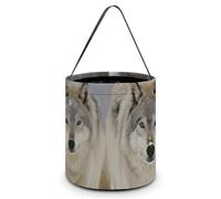 Two Wolves Walking in The Snow Halloween Tote Candy Bags Trick Or Treat Candy Bags Reusable Candy Basket With Handles Multipurpose Gifts Bag For Festival Party Gathering