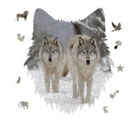Two Wolves Walking in The Snow Jigsaw Puzzle 175PCS Wolf Head Design Puzzle Wooden Jigsaw Puzzles for Adults Families
