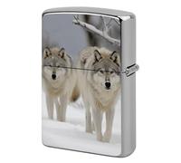 Two Wolves Walking in The Snow Lighter Cover for Men, Personalized Lighter Case for Birthday Gift, Flip-Top Lighters Protective Cover, Portable Lighters Shell for Outdoor, Travel