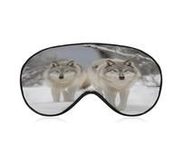 Two Wolves Walking in The Snow Sleep Mask for Side Sleeper Light Blocking Night Blindfold Eye Shade Cover with Adjustable Strap Soft Breathable Zero Pressure Eye Masks for Travel Nap