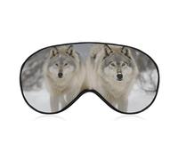 Two Wolves Walking in The Snow Sleep Mask for Women Men Side Sleeper Eye Cover with Adjustable Strap Soft Breathable Blackout Mask Slip-Free Deep Sleeping Travel Essentials