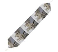 Two Wolves Walking in The Snow Table Runner for Dining Table, Short Plush Runners Washable & Durable Tablerunner Modern Home Decor for Wedding, Kitchen, Holiday 178*33cm