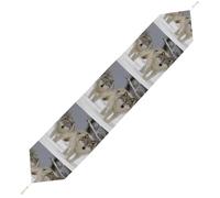 Two Wolves Walking in The Snow Table Runner for Dining Table, Short Plush Runners Washable & Durable Tablerunner Modern Home Decor for Wedding, Kitchen, Holiday 229*33cm
