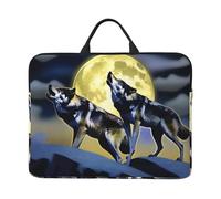 Two Wolves Whistling at The Moon Patterned Laptop Sleeve Bag, 17 Inch Shockproof Laptop Sleeve, Slim Laptop Bag