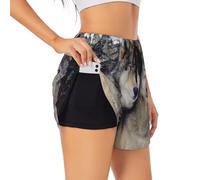 Two Wolves Women's Athletic Shorts Summer Daily Leisure Jogging Cycling Outdoor Exercise Black